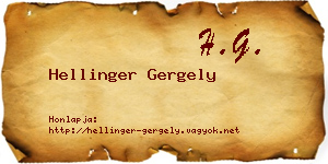 Hellinger Gergely névjegykártya